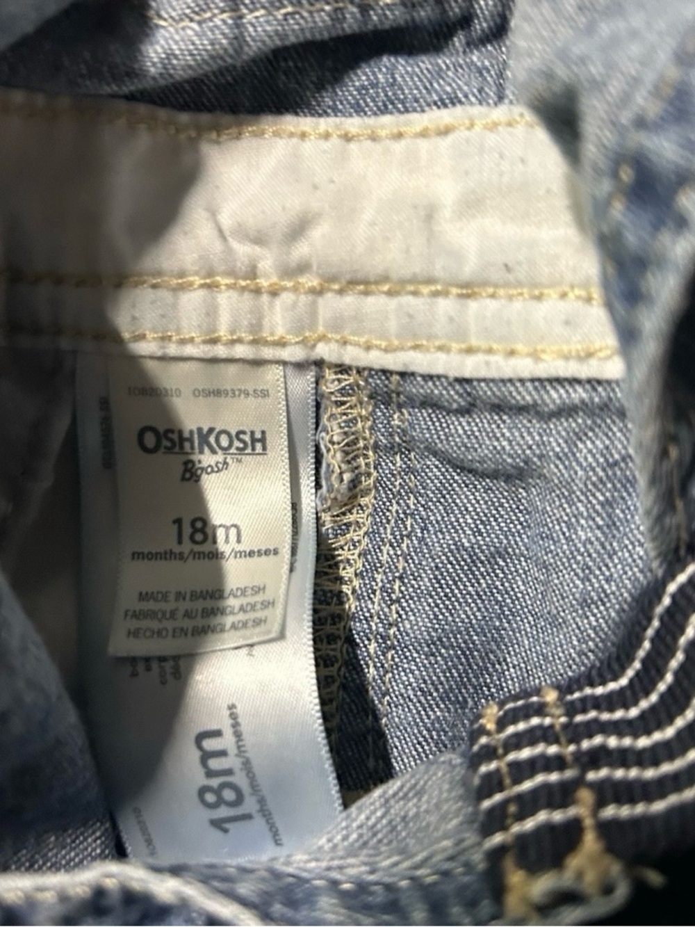 Toddler Oshkosh B’gosh Denim Shortalls Overalls Size 12-18 Months Summer - Picture 5 of 5